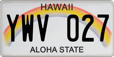 HI license plate YWV027