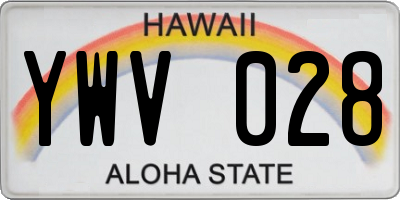 HI license plate YWV028