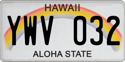 HI license plate YWV032