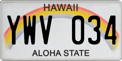 HI license plate YWV034