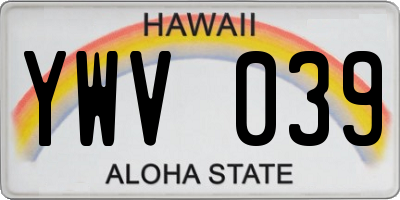 HI license plate YWV039