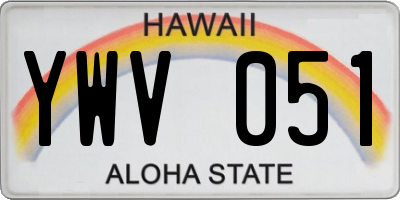 HI license plate YWV051