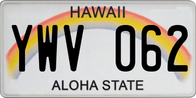 HI license plate YWV062