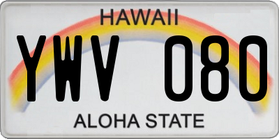 HI license plate YWV080