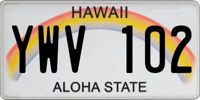 HI license plate YWV102