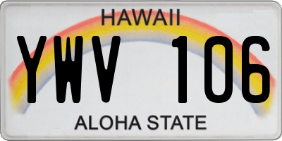 HI license plate YWV106