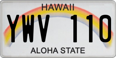HI license plate YWV110