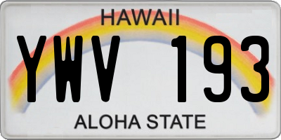 HI license plate YWV193