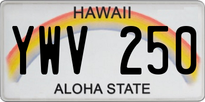 HI license plate YWV250