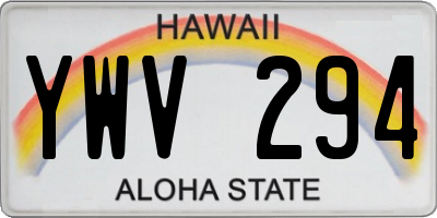 HI license plate YWV294