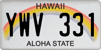 HI license plate YWV331