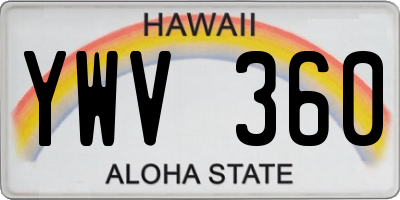 HI license plate YWV360