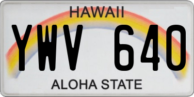 HI license plate YWV640