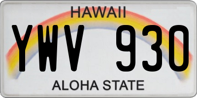 HI license plate YWV930