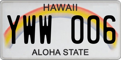 HI license plate YWW006