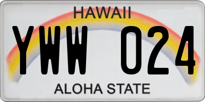 HI license plate YWW024