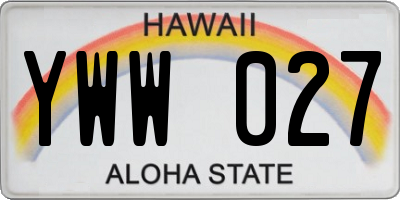 HI license plate YWW027