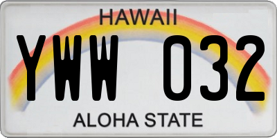 HI license plate YWW032