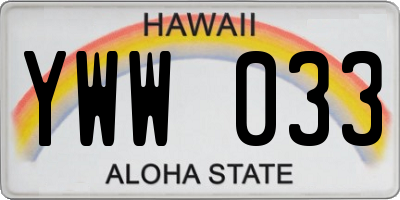 HI license plate YWW033