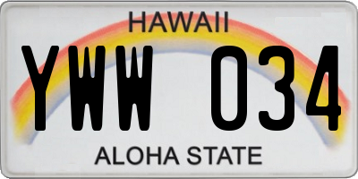 HI license plate YWW034