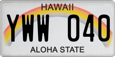 HI license plate YWW040