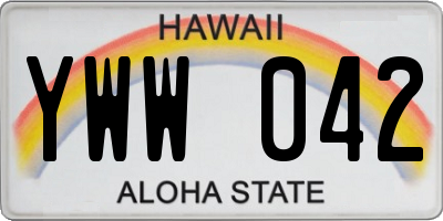 HI license plate YWW042