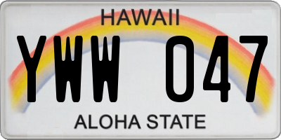 HI license plate YWW047