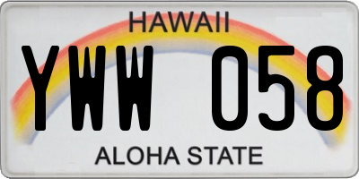 HI license plate YWW058