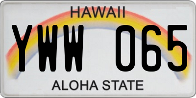 HI license plate YWW065