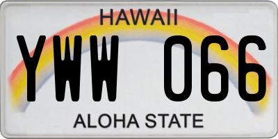 HI license plate YWW066