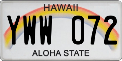 HI license plate YWW072