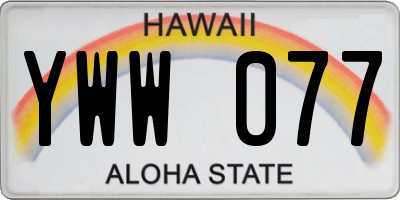 HI license plate YWW077