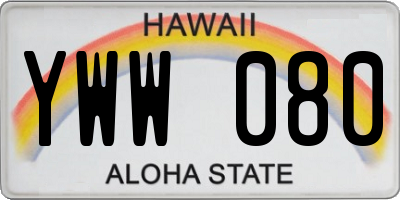 HI license plate YWW080