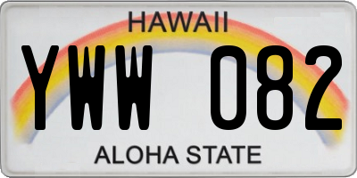 HI license plate YWW082