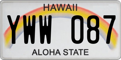 HI license plate YWW087