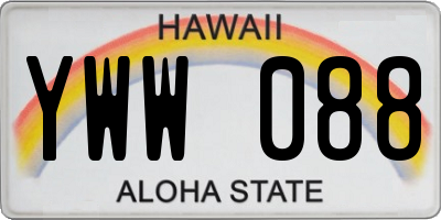 HI license plate YWW088