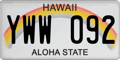 HI license plate YWW092