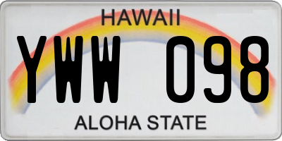 HI license plate YWW098