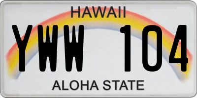 HI license plate YWW104