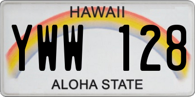 HI license plate YWW128