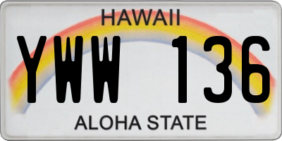 HI license plate YWW136