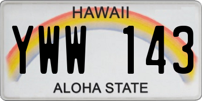 HI license plate YWW143