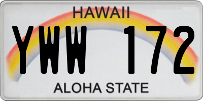 HI license plate YWW172