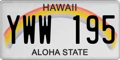 HI license plate YWW195