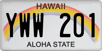 HI license plate YWW201