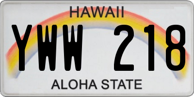 HI license plate YWW218