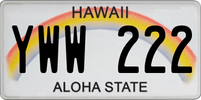 HI license plate YWW222