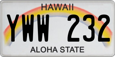 HI license plate YWW232