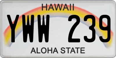 HI license plate YWW239