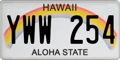 HI license plate YWW254